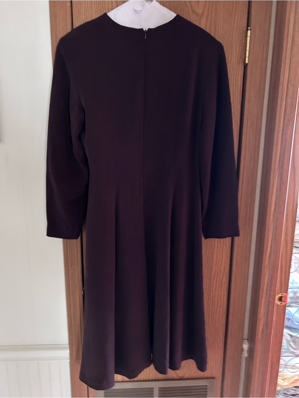 Classic Long-Sleeve A-Line Dress in Dark Brown